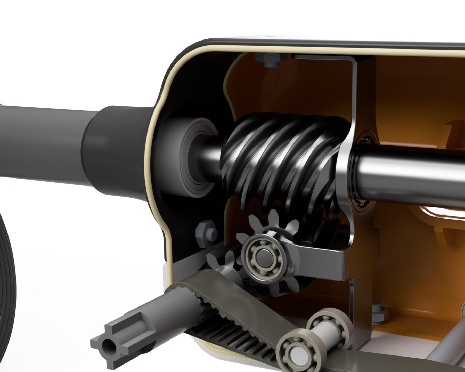 Worm gear transmission, render
