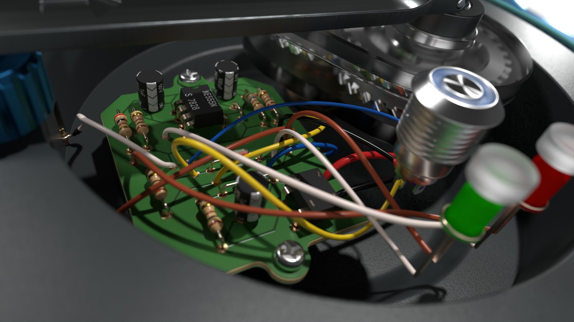 Internals integrated into housing, render